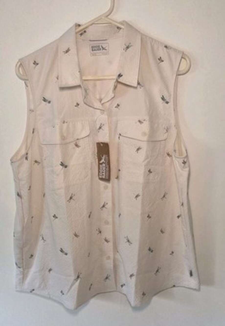 Eddie Bauer Women's Sleeveless Mountain Hiking Shirt Size XL Dragonfly Print NWT
